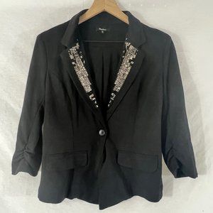 Gently-worn cotton blazer with beaded detailing